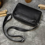 Vintage Leather Day Clutch with Shoulder Strap for Men & Women - VacationGrabs
