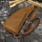 Vintage Crazy Horse Leather Sling Bag | Half Moon Crossbody