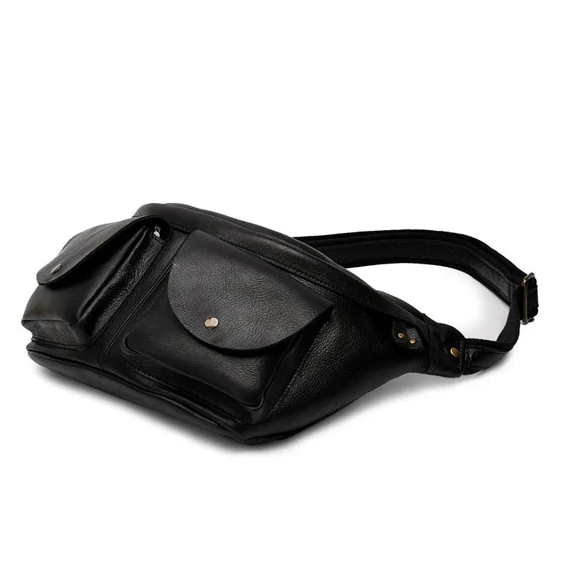 MAHEU Large Chest Bag Genuine Leather Men's chest packs sling bag crossbody bags outdoor riding bag biking bag vintage fashion