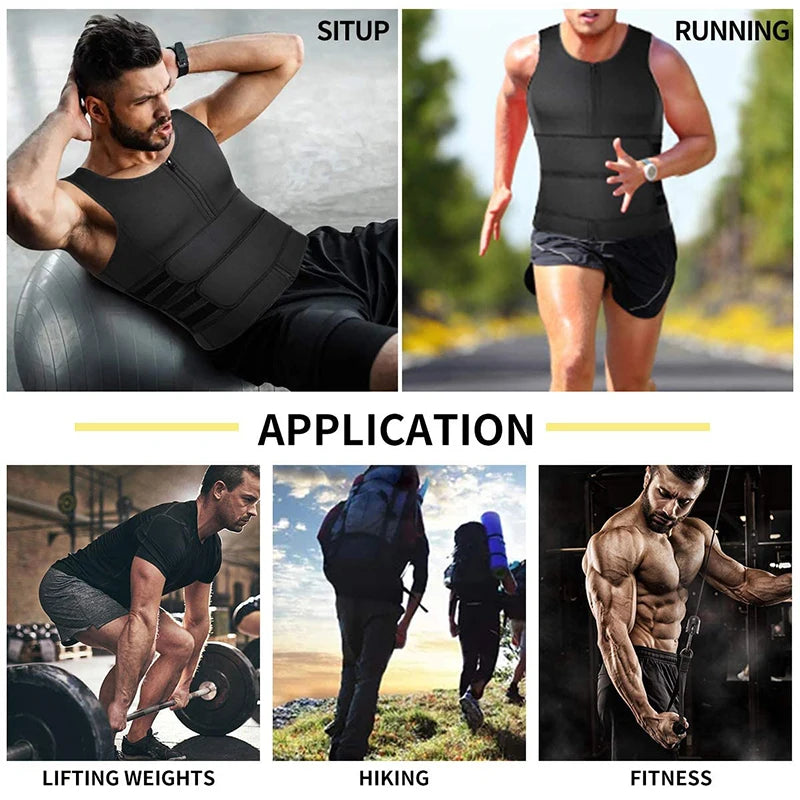 Men's Neoprene Sauna Sweat Vest Waist Trainer Shirt