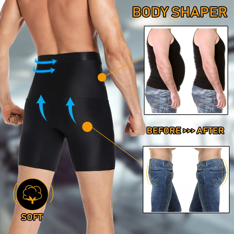 Men's High-Waist Tummy Control Shaper Boxer Briefs