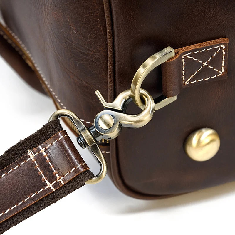 Rolling Genuine leather hand luggage travel bag with wheels