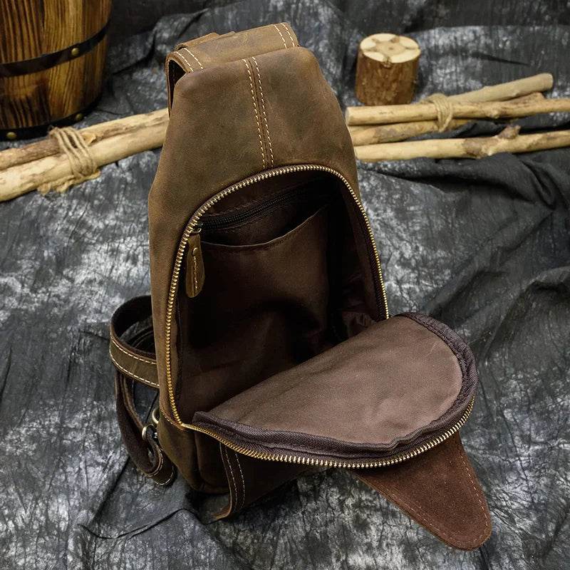 Casual Sport Leather Chest Bags for Men Anti-Theft iPad Sling Bag - VacationGrabs