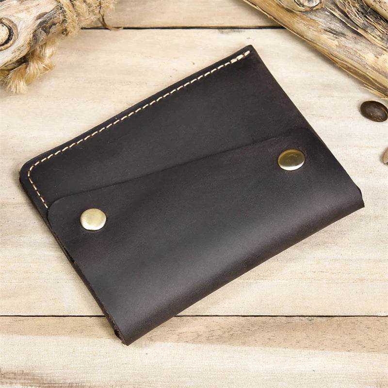 Crazy Horse Leather Wallet High Quality Slim Cardholder for Men - VacationGrabs
