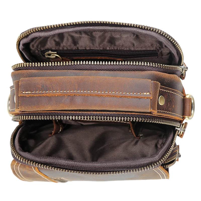 100% Genuine Retro Cow Leather Messenger Crossbody Bag - VacationGrabs