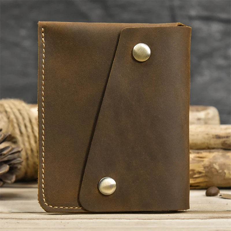 Crazy Horse Leather Wallet High Quality Slim Cardholder for Men - VacationGrabs