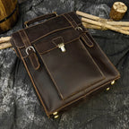 Genuine Leather Men's Backpack Crazy Horse Leather Fit 14" Laptop