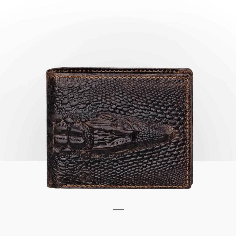 3D Dragon Style Genuine Leather Long Wallet for Men, Bifold Fashion - VacationGrabs