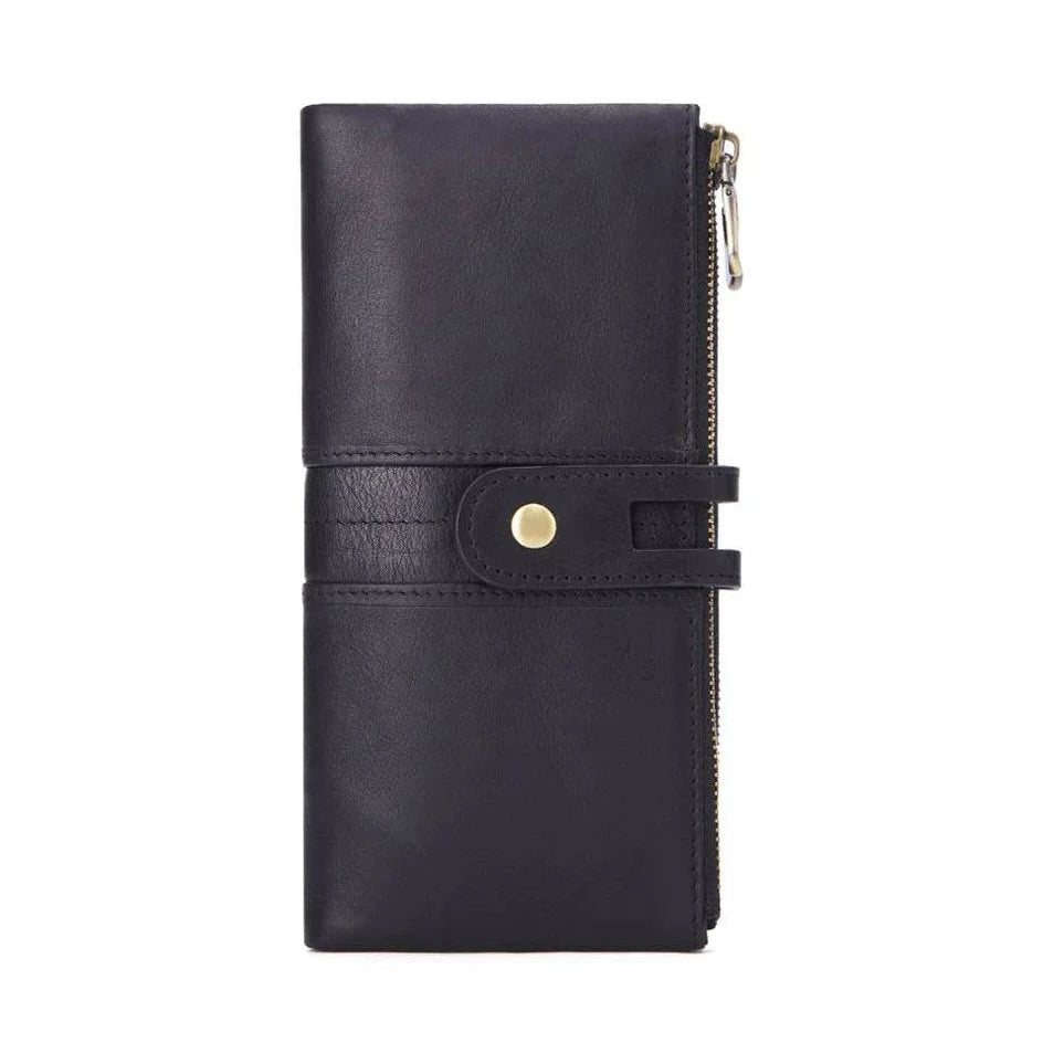 Casual Men’s Leather Wallet Long Bifold with Zippered Pockets - VacationGrabs