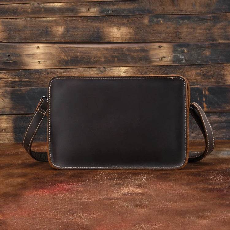 Fashion Men's Genuine Leather File Document Bags with Wrist Sling - VacationGrabs