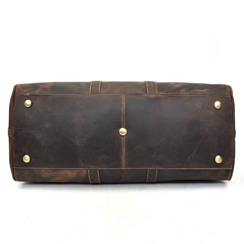 Vintage Genuine Leather Travel Bag Weekend Duffels - VacationGrabs
