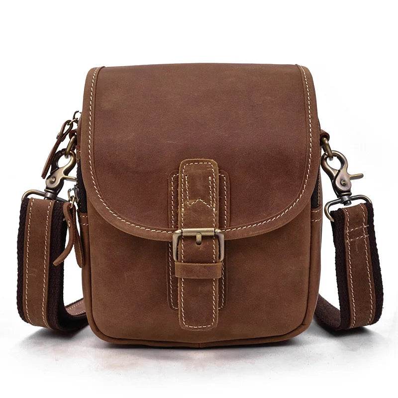 100% Genuine Retro Cow Leather Messenger Crossbody Bag - VacationGrabs