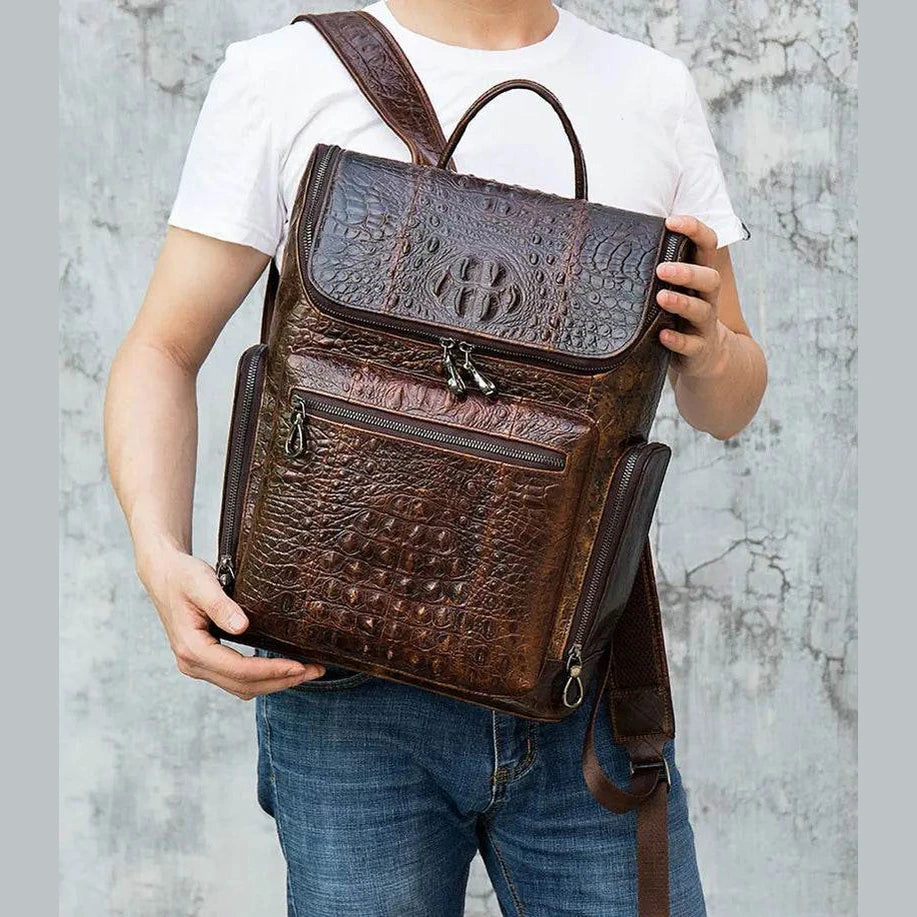 Vintage Style Leather Backpack for Men Travel Bag with Anti-Theft - VacationGrabs
