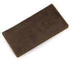 Vintage Crazy Horse Leather Long Wallet – Men's & Women's Bifold