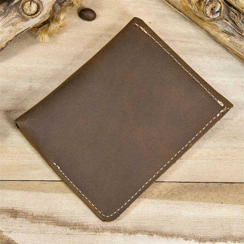 Crazy Horse Leather Wallet High Quality Slim Cardholder for Men - VacationGrabs
