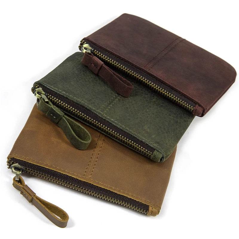 Men’s Leather Phone Pouch Handbag Mobile Wallet with Wrist Strap - VacationGrabs