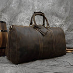 Vintage Leather Weekender Bag Genuine Leather Travel Overnight - VacationGrabs