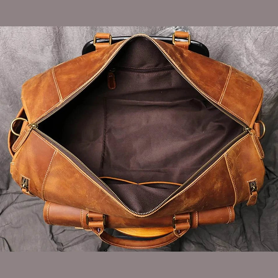 Crazy Horse Leather Duffle – Large Capacity Travel Weekender - VacationGrabs