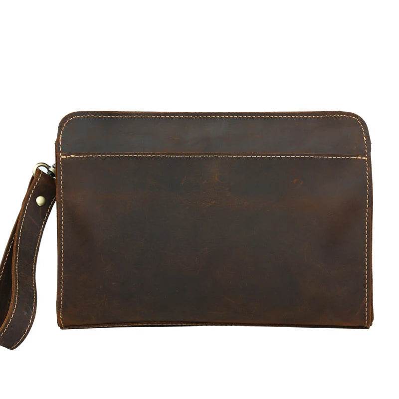 Genuine Leather Hand Clutch with Wrist Band | Men's iPad & iPhone Organizer - VacationGrabs