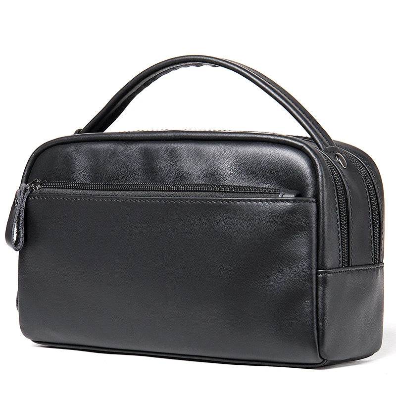Soft Cowhide Business Handbag Large Capacity Leather Casual Clutch - VacationGrabs