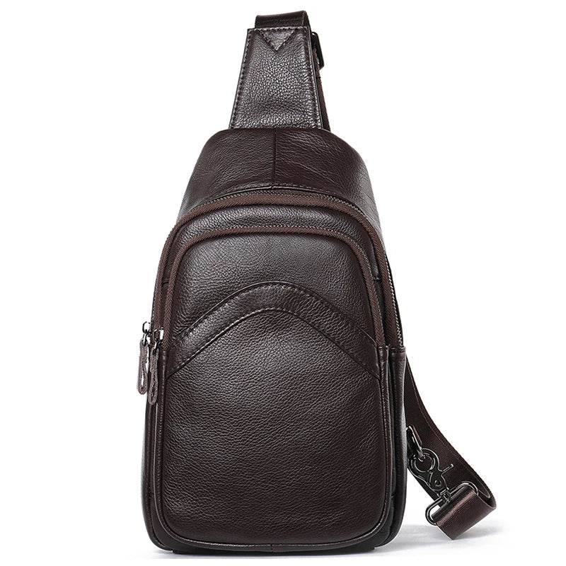 Casual Men's Chest Bag Genuine Leather Crossbody Soft Cow Leather - VacationGrabs