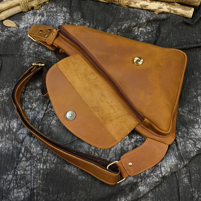 Retro Genuine Leather Crossbody Sling Bag for Men