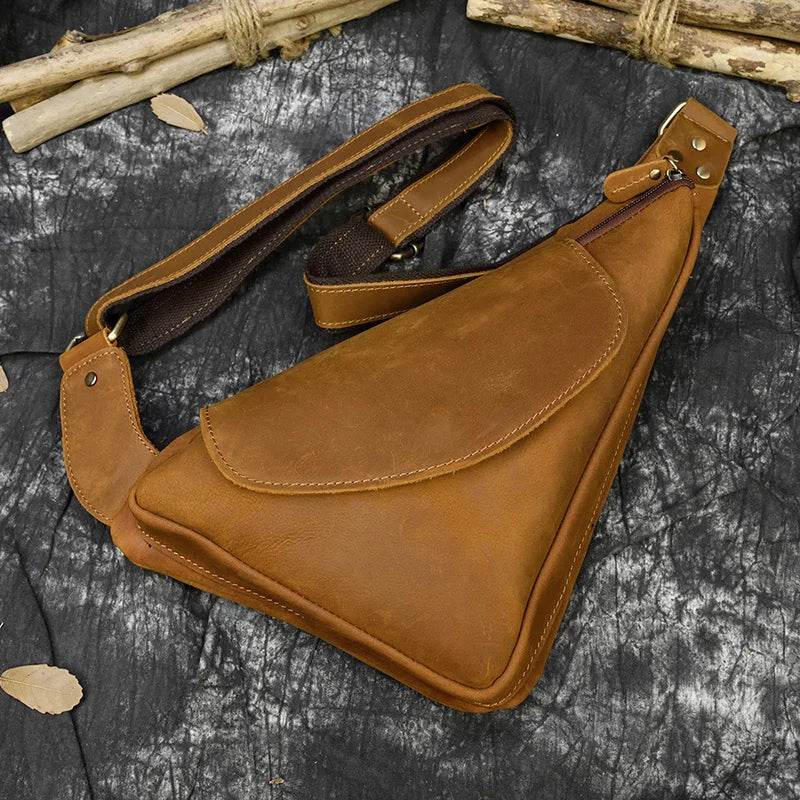 Retro Genuine Leather Crossbody Bag for Men Anti-Theft Chest Bag - VacationGrabs