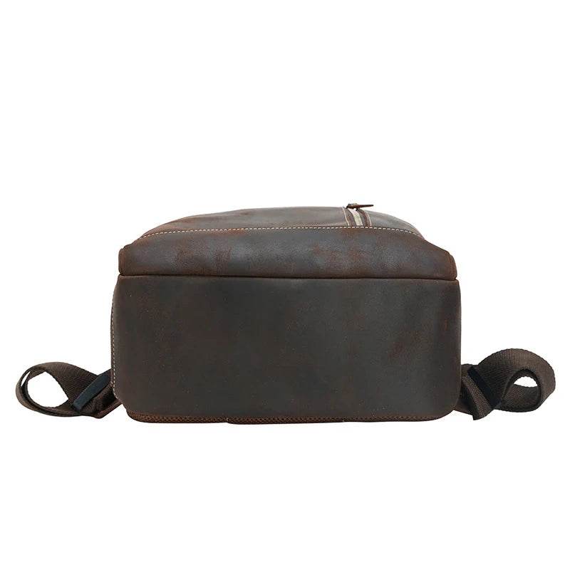 Crazy Horse Leather Laptop Backpack for Men Business School - VacationGrabs