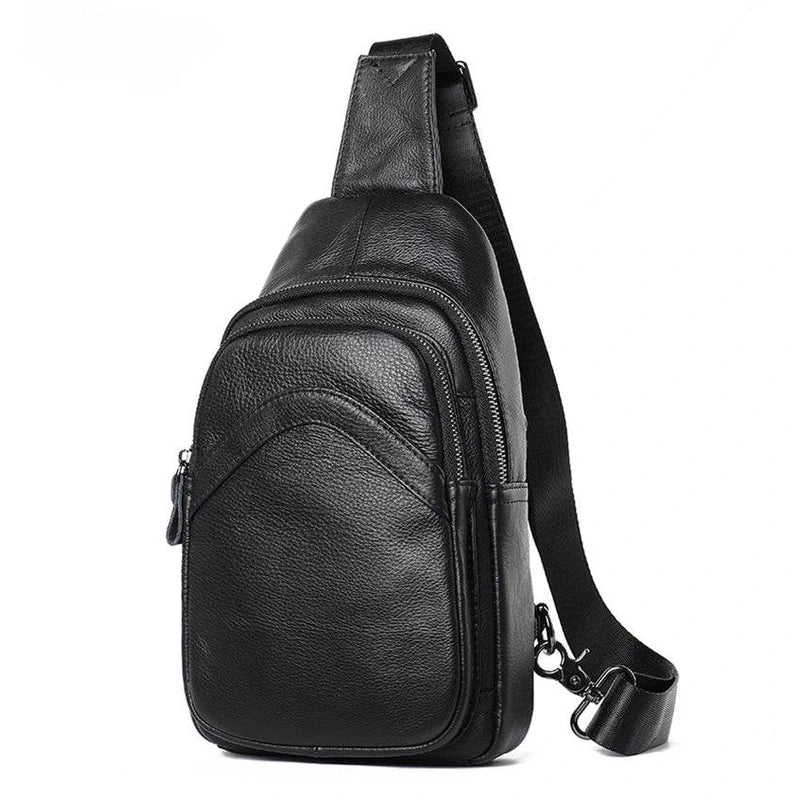 Casual Men's Chest Bag Genuine Leather Crossbody Soft Cow Leather - VacationGrabs