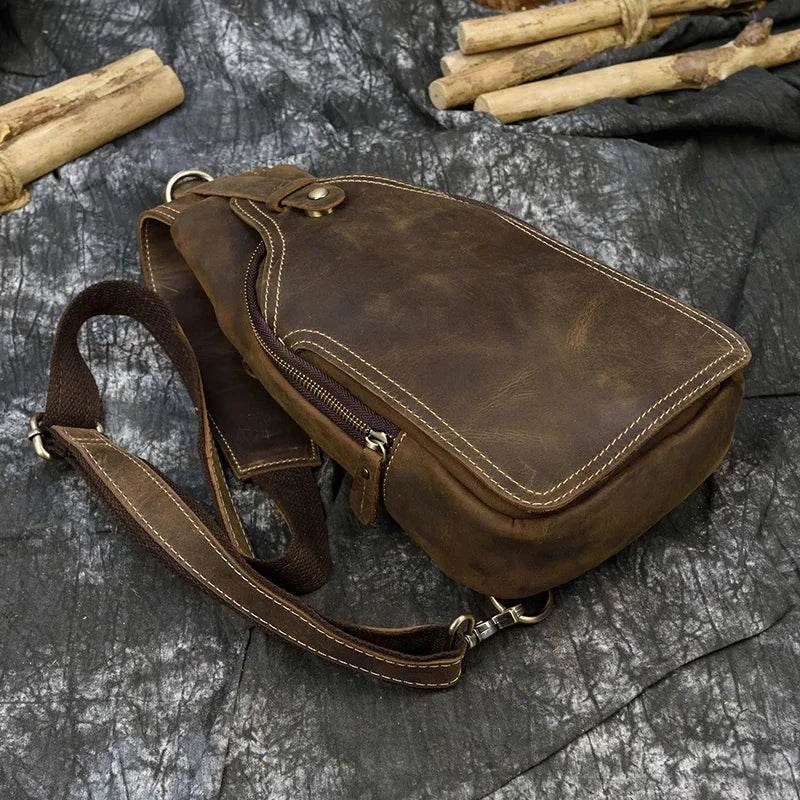 Casual Sport Leather Chest Bags for Men Anti-Theft iPad Sling Bag - VacationGrabs