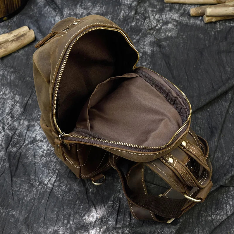 Men's Vintage Genuine Leather Sling Bag | Cowhide Crossbody