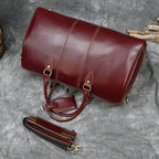 Real Leather Travel Weekender Bag for Men & Women Genuine Duffle - VacationGrabs
