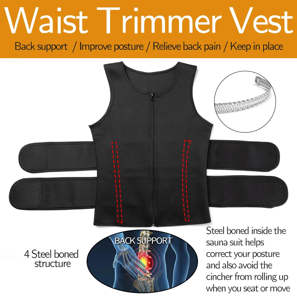 Men's Neoprene Sauna Sweat Vest Waist Trainer Shirt