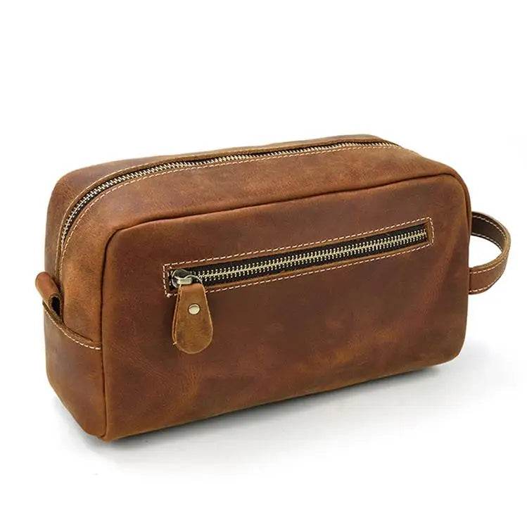 Casual Men’s Leather Clutch Wallet Genuine Leather Toiletry Bag - VacationGrabs