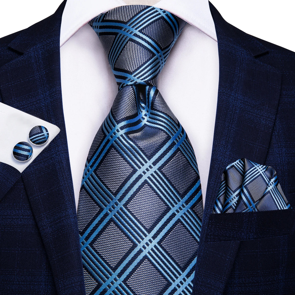 Men's Blue Cufflinks Cufflinks Set with Ties