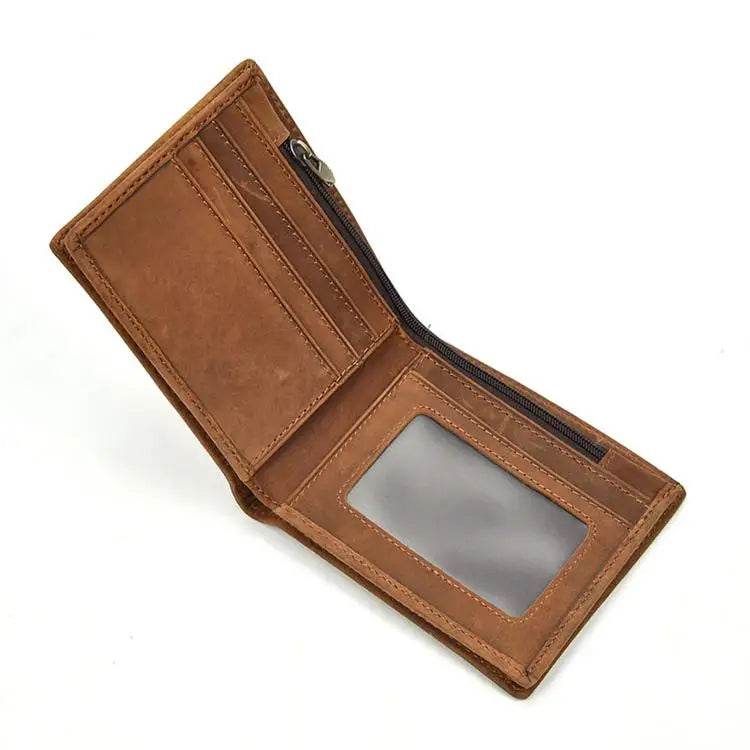 Crazy Horse Men’s Short Wallet for Gifts Retro Fashion Leather - VacationGrabs