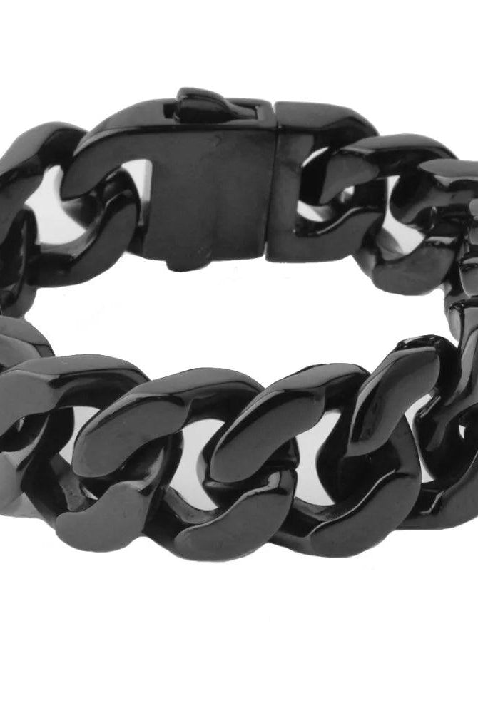 Men's Jewelry - Bracelets Stainless Steel Miami Black Cuban Curb Chain Bracelet Men's Bangle Wristband