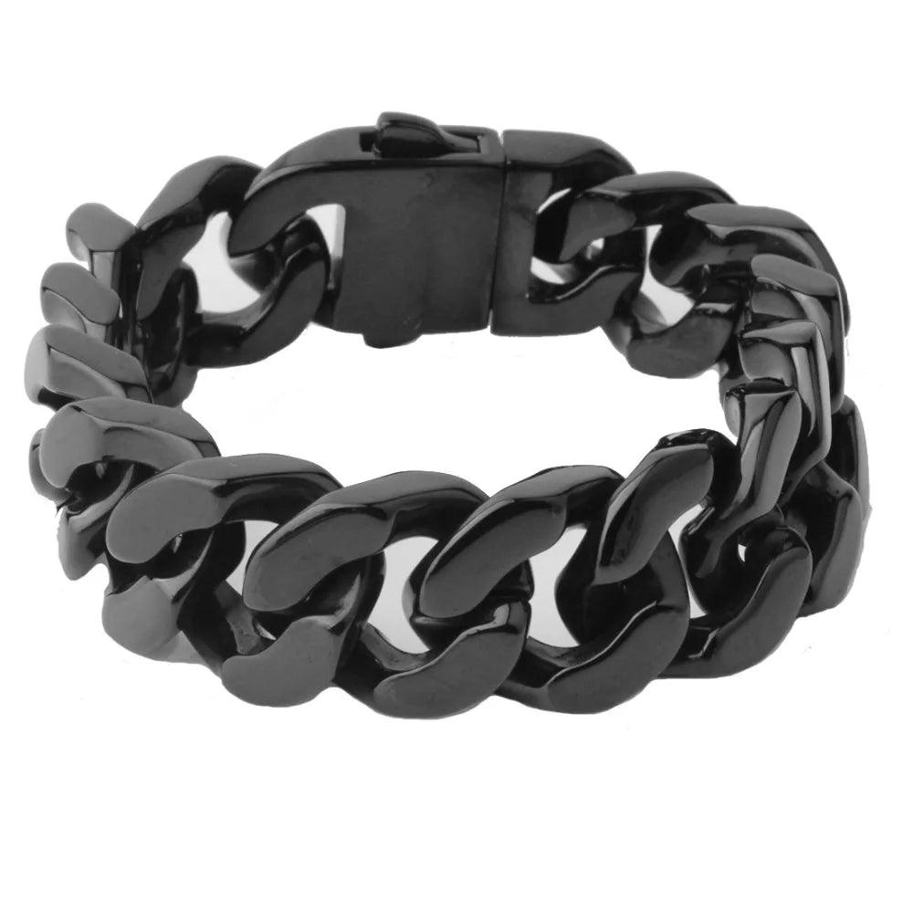 Men's Jewelry - Bracelets Stainless Steel Miami Black Cuban Curb Chain Bracelet Men's Bangle Wristband