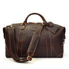 100% Genuine Crazy Horse Leather Travel Duffel Bag Rivet Design - VacationGrabs