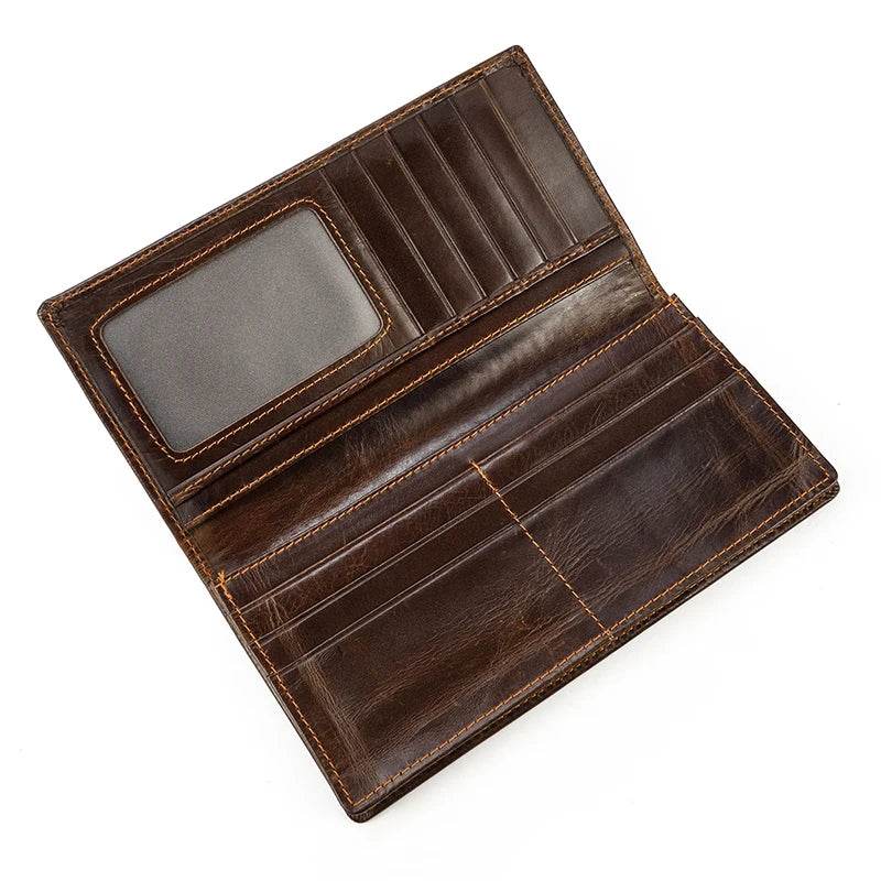 3D Dragon Style Genuine Leather Long Wallet for Men, Bifold Fashion - VacationGrabs
