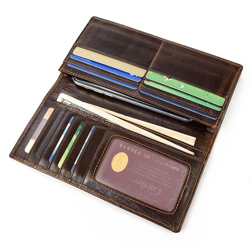 Fashion Genuine Leather Long Wallet 3D Dragon Embossed Men’s Purse - VacationGrabs