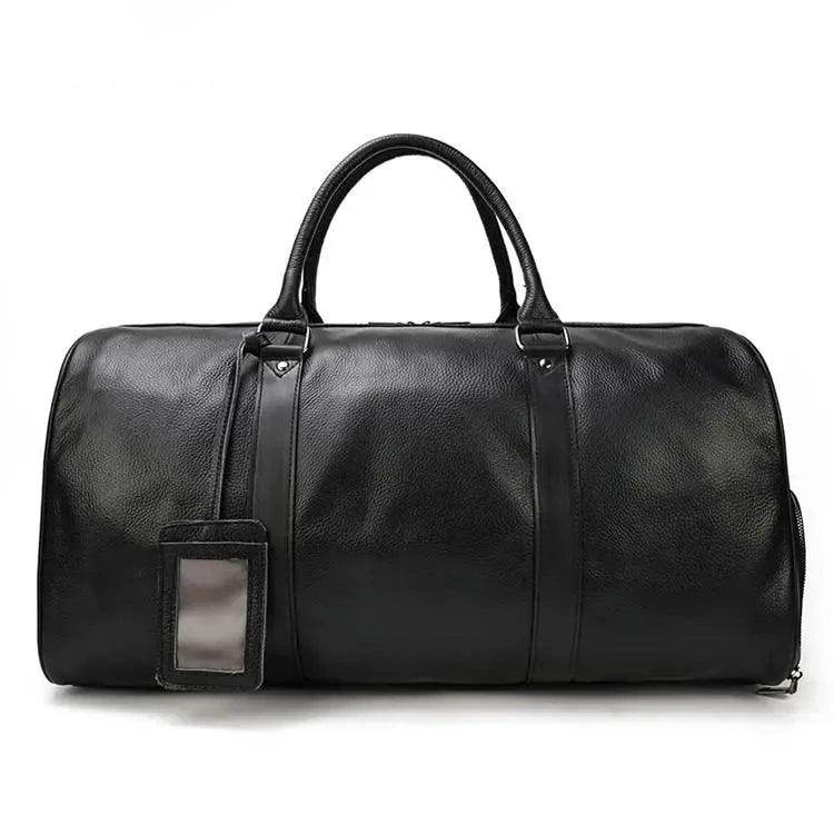Personalized Leather Duffel Bags Purple Blue Brown Black - VacationGrabs