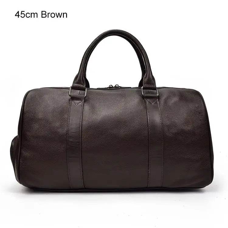 Cow Leather Luxury Travel Bag Weekender for Men and Women - VacationGrabs