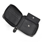 Black Soft Genuine Leather Short Wallet with Coin Pocket & Photo Holder - VacationGrabs