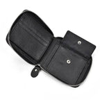 Black Soft Genuine Leather Short Wallet with Coin Pocket & Photo Holder - VacationGrabs