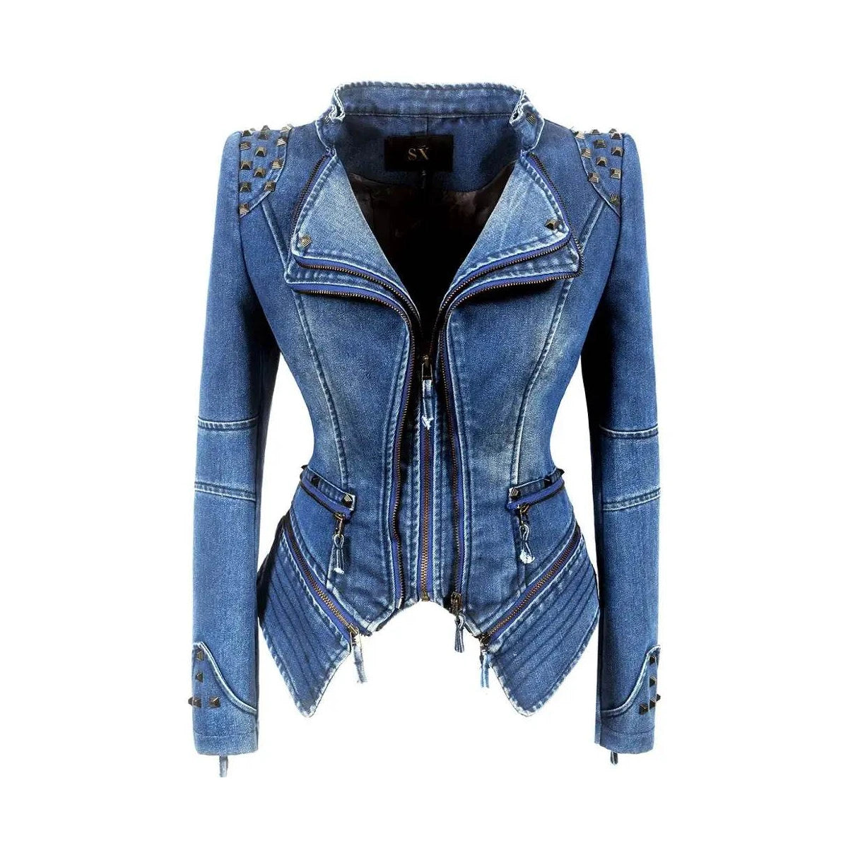 Denim Rivet Punk Slim Fit Jackets - VacationGrabs