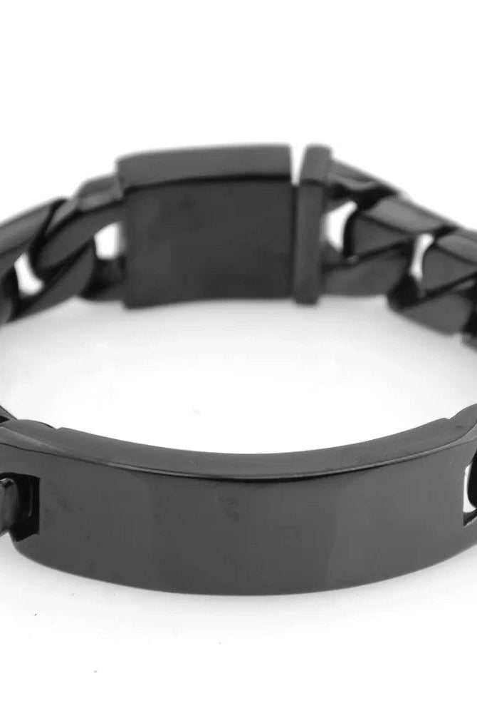 Men's Jewelry - Bracelets 17MM Bangle 316L Stainless Steel Black Miami Cut Men's Bracelet