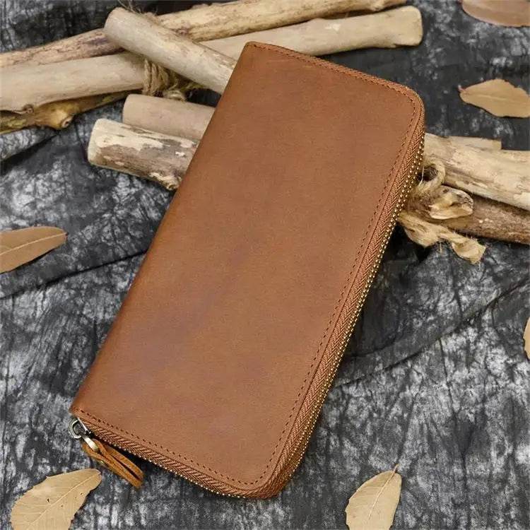 Cool Fashion Leather Clutch Wallet for Evening Party Zippered Large Purse - VacationGrabs