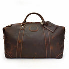 100% Genuine Crazy Horse Leather Travel Duffel Bag Rivet Design - VacationGrabs