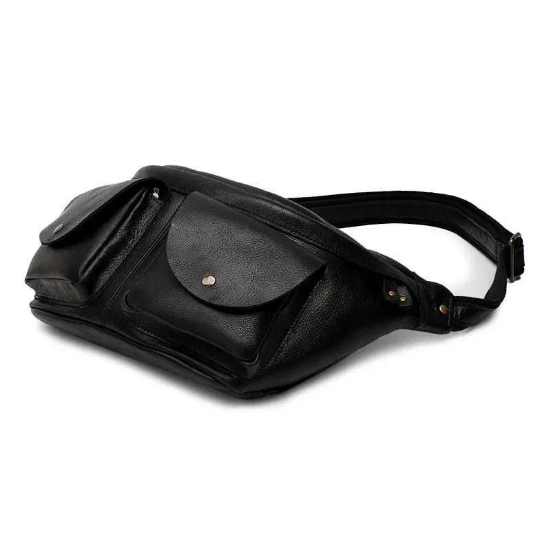 MAHEU Large Chest Bag Genuine Leather Men's chest packs sling bag crossbody bags outdoor riding bag biking bag vintage fashion